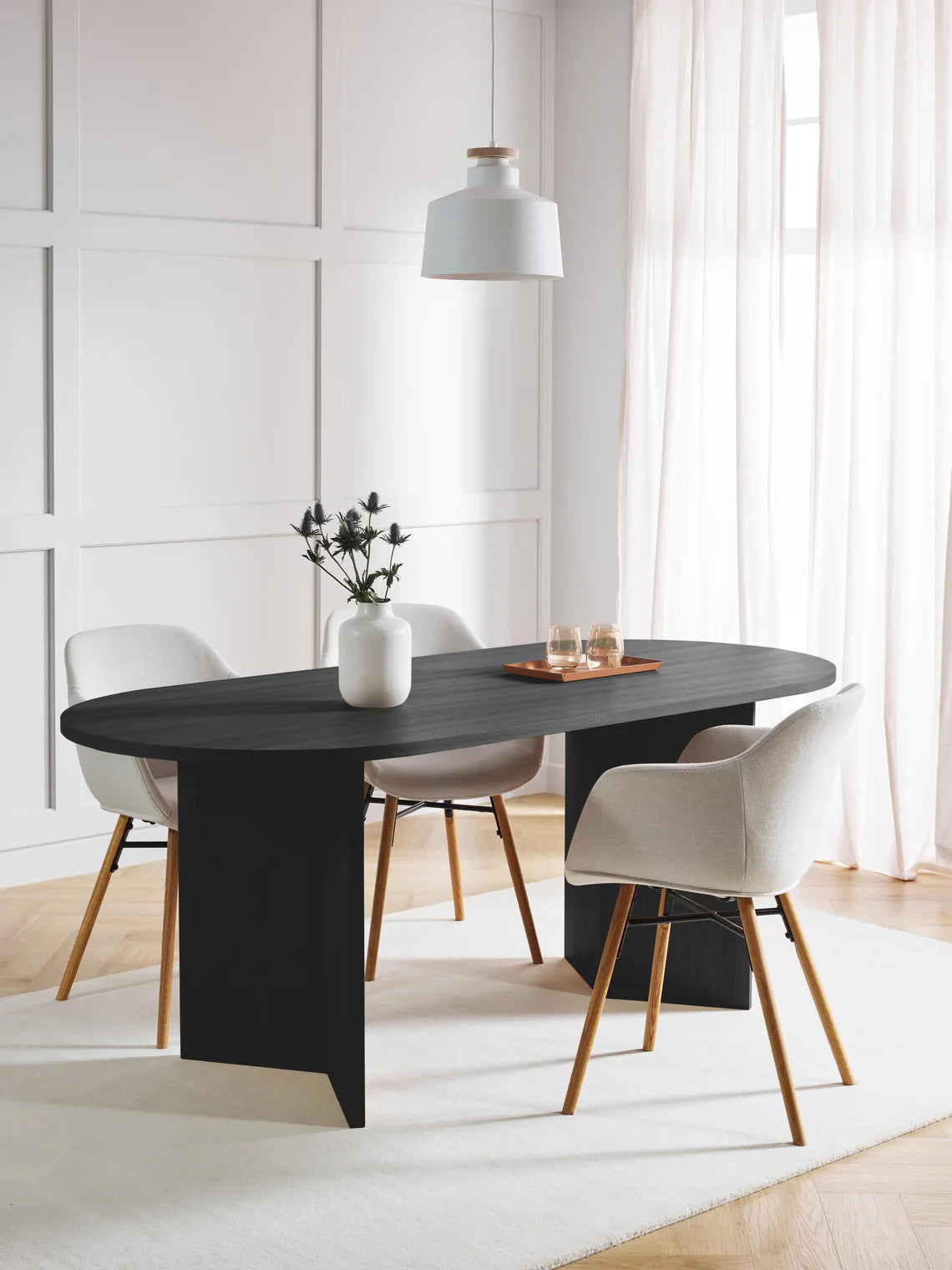 Table ovale en bois Toni, 200 x 90 cm