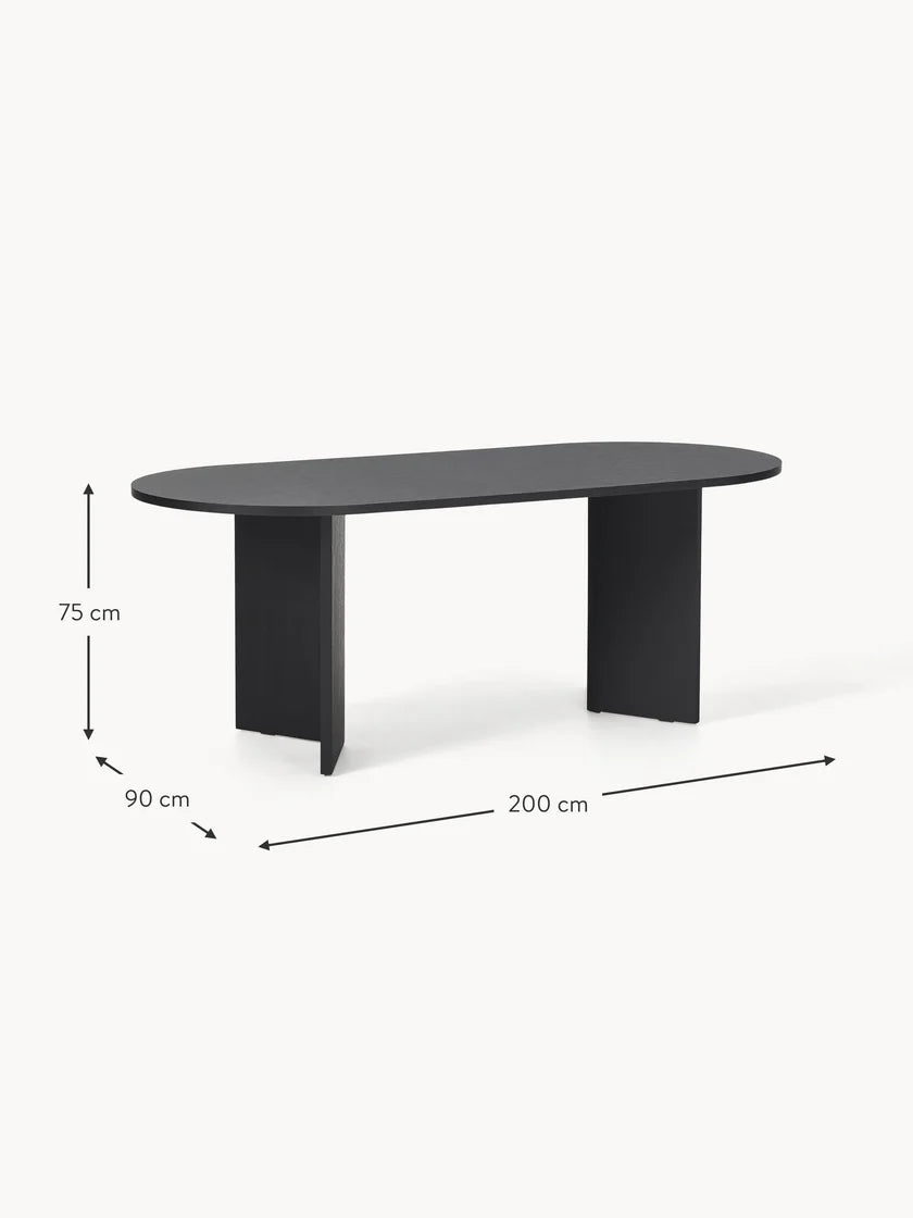Table ovale en bois Toni, 200 x 90 cm