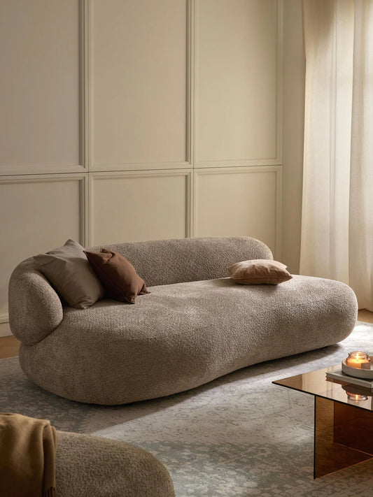 Canapé 3 places en peluche-bouclette Alba