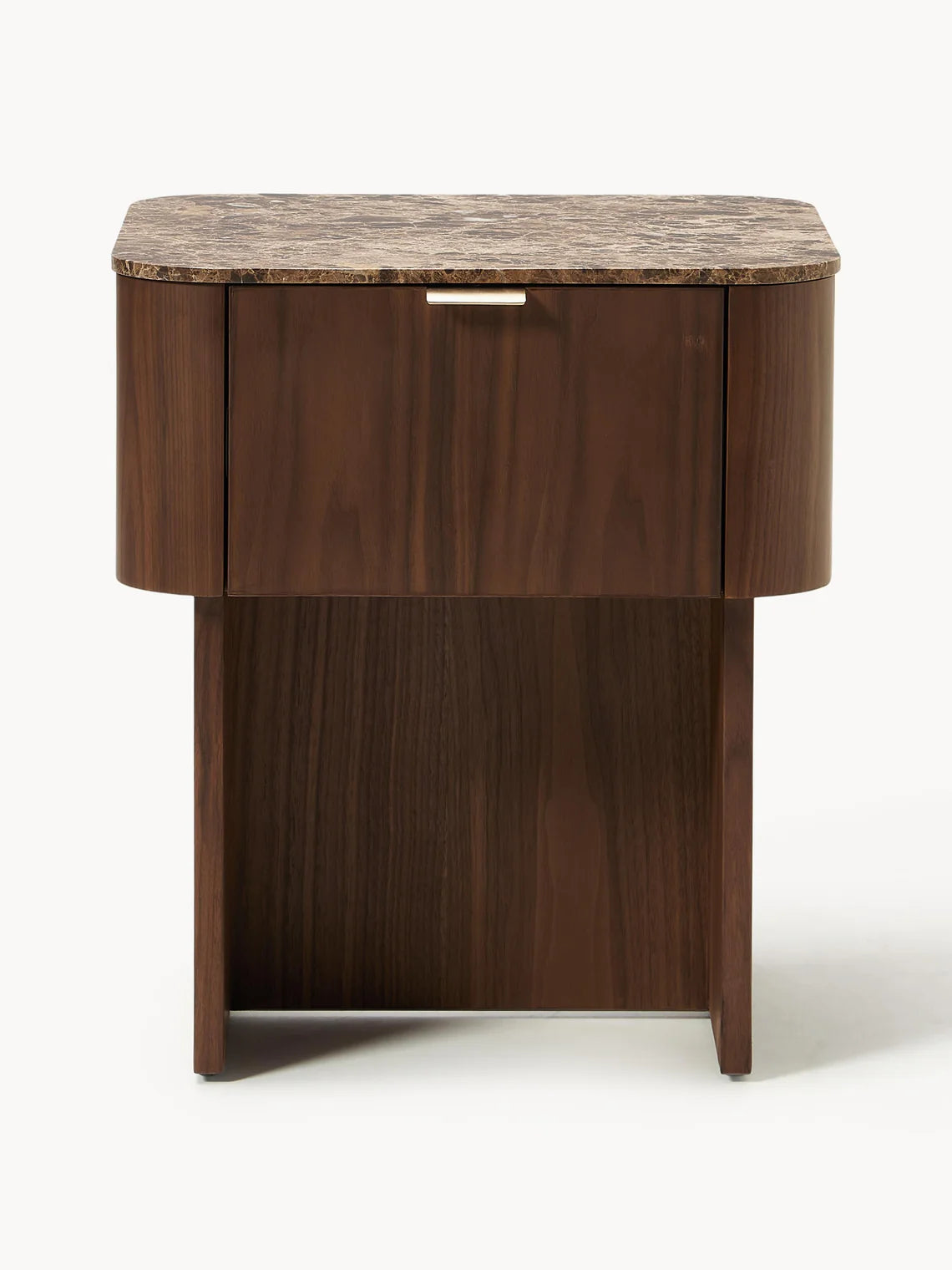 Table de nuit en noyer avec plateau en marbre Zumi