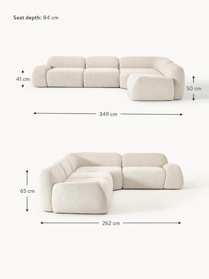 Canapé d'angle modulable 4 places en bouclette Wolke