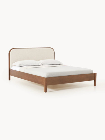 Lit en bois avec tête de lit en bouclette Jones