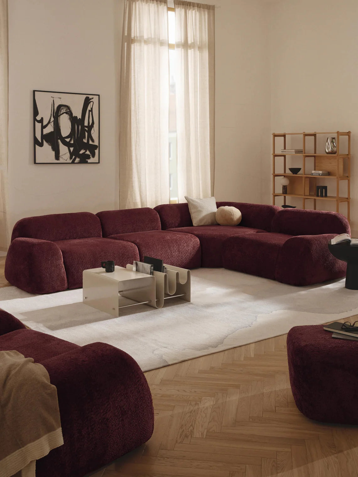 Canapé d'angle modulable 4 places en bouclette Wolke