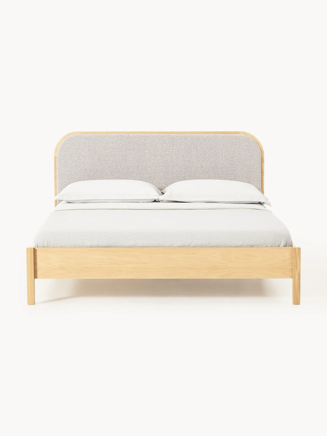 Lit en bois avec tête de lit en bouclette Jones