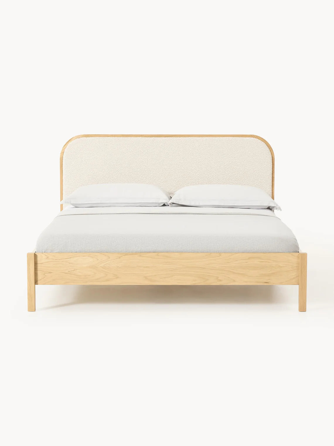 Lit en bois avec tête de lit en bouclette Jones