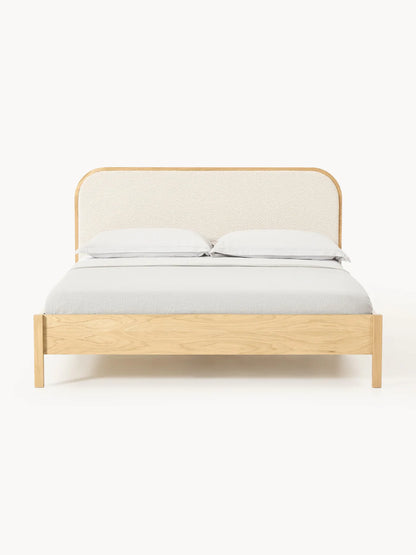 Lit en bois avec tête de lit en bouclette Jones