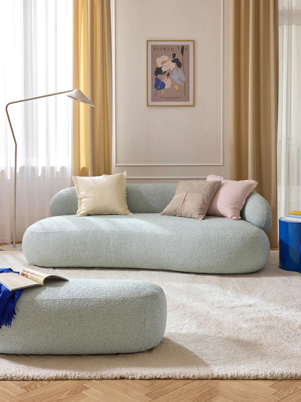 Canapé 3 places en peluche-bouclette Alba