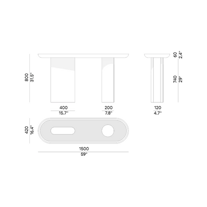 Cansol en bois massif avec céramique